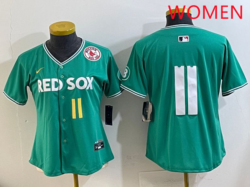 Women Boston Red Sox #11 No Name Green Joint Name Nike 2025 MLB Jersey style 6